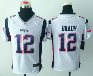Youth New England Patriots #12 Tom Brady NEW White Road Stitched NFL Game Jersey