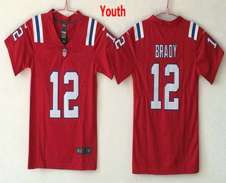 Youth New England Patriots #12 Tom Brady Red 2017 Vapor Untouchable Stitched NFL Nike Limited Jersey