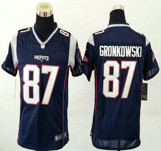 Youth New England Patriots #87 Rob Gronkowski Navy Blue Team Color 2015 NFL Nike Game Jersey