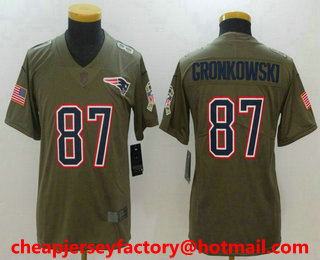 Youth New England Patriots #87 Rob Gronkowski Olive 2017 Salute To Service Stitched NFL Nike Limited Jersey