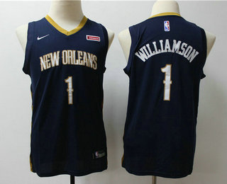 Youth New Orleans Pelicans #1 Zion Williamson New Navy Blue 2019 Nike Swingman Stitched NBA Jersey With The Sponsor Logo