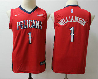 Youth New Orleans Pelicans #1 Zion Williamson New Red 2019 Nike Swingman Stitched NBA Jersey With The Sponsor Logo