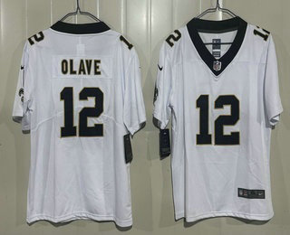 Youth New Orleans Saints #12 Chris Olave Limited White Vapor Jersey