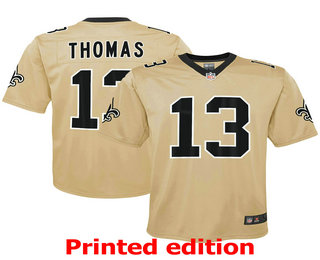 Youth New Orleans Saints #13 Michael Thomas Cream 2019 Inverted Legend Printed NFL Nike Limited Jersey