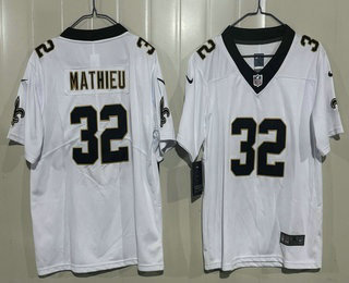 Youth New Orleans Saints #32 Tyrann Mathieu Limited White Vapor Jersey
