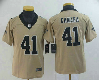 Youth New Orleans Saints #41 Alvin Kamara Cream 2019 Inverted Legend Stitched NFL Nike Limited Jersey