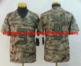 Youth New Orleans Saints #9 Drew Brees 2018 Camo Salute to Service Stitched NFL Nike Limited Jersey