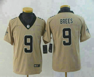 Youth New Orleans Saints #9 Drew Brees Cream 2019 Inverted Legend Stitched NFL Nike Limited Jersey