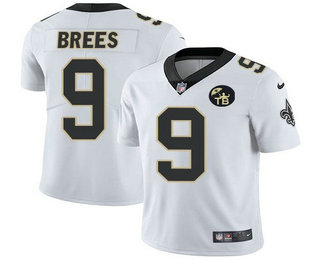 Youth New Orleans Saints #9 Drew Brees White With TB Patch 2017 Vapor Untouchable Stitched NFL Nike Limited Jersey