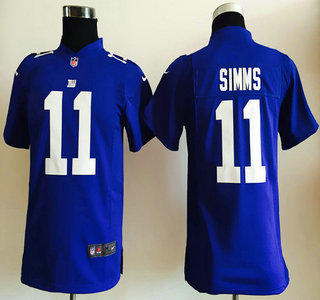 Youth New York Giants #11 Phil Simms Royal Blue Retired Player NFL Nike Game Jersey