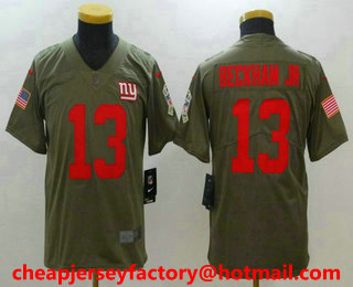 Youth New York Giants #13 Odell Beckham Jr Olive 2017 Salute To Service Stitched NFL Nike Limited Jersey