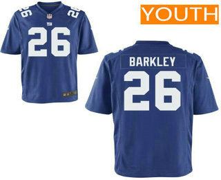 Youth New York Giants #26 Saquon Barkley Royal Blue Team Color Stitched NFL Nike Game Jersey