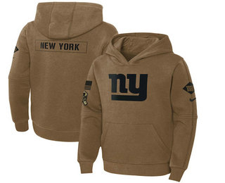 Youth New York Giants 2023 Brown Salute to Service Pullover Hoodie