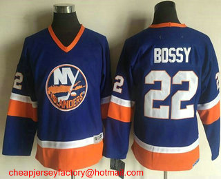 Youth New York Islanders #22 Mike Bossy Light Blue 1984-85 CCM Throwback Stitched Vintage Hockey Jersey