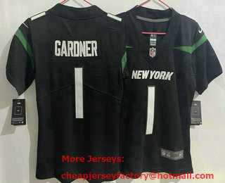 Youth New York Jets #1 Sauce Gardner 2022 Black Vapor Untouchable Limited Stitched Jersey