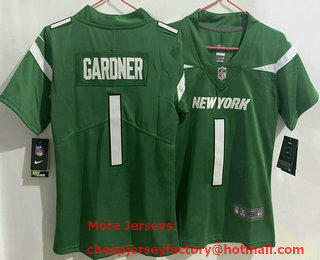 Youth New York Jets #1 Sauce Gardner 2022 Green Vapor Untouchable Limited Stitched Jersey