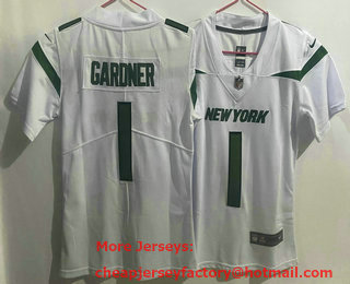 Youth New York Jets #1 Sauce Gardner 2022 White Vapor Untouchable Limited Stitched Jersey