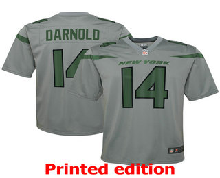 Youth New York Jets #14 Sam Darnold Gray 2019 Inverted Legend Printed NFL Nike Limited Jersey
