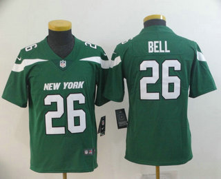 Youth New York Jets #26 Le'Veon Bell Green NEW 2019 Vapor Untouchable Stitched NFL Nike Limited Jersey