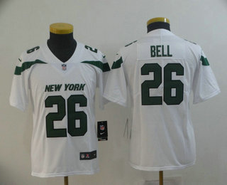 Youth New York Jets #26 Le'Veon Bell White NEW 2019 Vapor Untouchable Stitched NFL Nike Limited Jersey