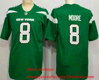 Youth New York Jets #8 Elijah Moore Green 2021 Vapor Untouchable Stitched NFL Nike Limited Jersey