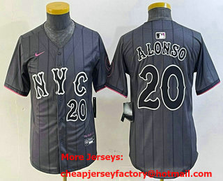 Youth New York Mets #20 Pete Alonso Number Grey 2024 City Connect Cool Base Stitched Jersey