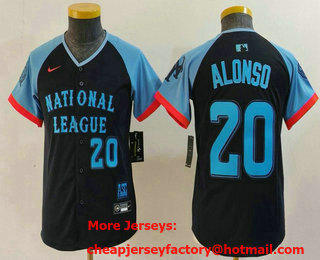 Youth New York Mets #20 Pete Alonso Number Navy 2024 All Star Limited Stitched Jersey