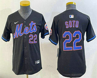 Youth New York Mets #22 Juan Soto Black 2024 Limited Fashion Stitched Jersey