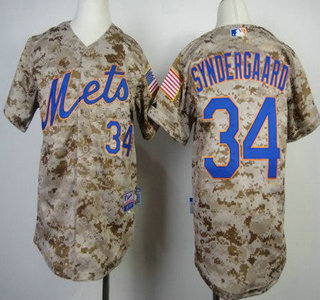Youth New York Mets #34 Noah Syndergaard Camo Jersey
