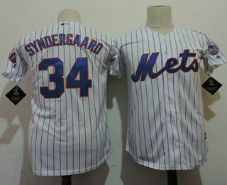 Youth New York Mets #34 Noah Syndergaard White Home Cool Base Baseball Jersey