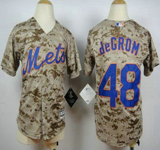 Youth New York Mets #48 Jacob deGrom Alternate Camo 2015 MLB Cool Base Jersey