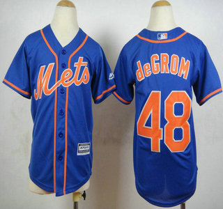 Youth New York Mets #48 Jacob deGrom Blue 2015 MLB Cool Base Jersey