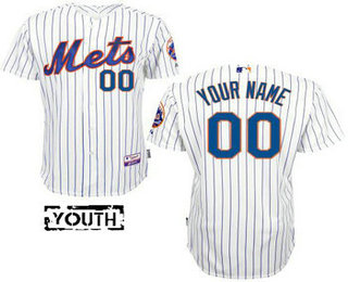 Youth New York Mets Authentic Personalized Home White Stitched Baseball Jersey