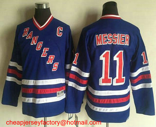 Youth New York Rangers #11 Mark Messier Light Blue 1990-91 CCM Throwback Stitched Vintage Hockey Jersey