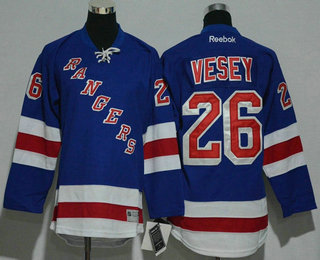 Youth New York Rangers #26 Jimmy Vesey Light Blue Home Stitched NHL Reebok Hockey Jersey