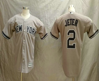 Youth New York Yankees #2 Derek Jeter Gray Road Stitched MLB Cool Base Jersey