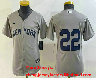 Youth New York Yankees #22 Juan Soto Gray Field of Dreams Cool Base Jersey