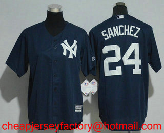 Youth New York Yankees #24 Gary Sanchez Navy Blue Stitched MLB Cool Base Jersey