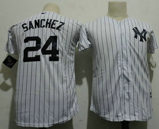 Youth New York Yankees #24 Gary Sanchez White Home Stitched MLB Cool Base Jersey