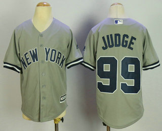 Youth New York Yankees #99 Aaron Judge Gray Road Stitched MLB Cool Base Jersey