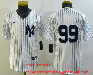 Youth New York Yankees #99 Aaron Judge White No Name Stitched MLB Cool Base Nike Jersey