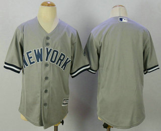 Youth New York Yankees Blank Gray Road Stitched MLB Cool Base Jersey
