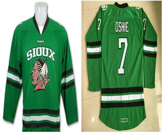 Youth North Dakota Fighting Sioux #7 T.J. Oshie Green Stitched College Ice Hockey Jersey