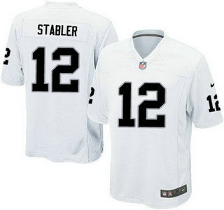 Youth Oakland Raiders #12 Ken Stabler Nike White Game Jersey