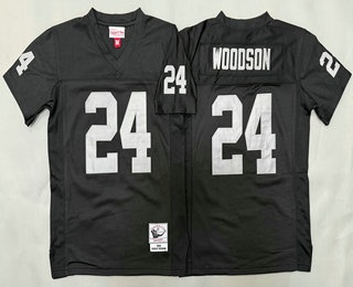 Youth Oakland Raiders #24 Charles Woodson Black 1998 Throwback Jersey
