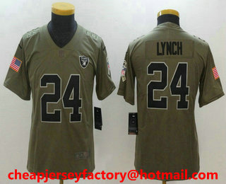 Youth Oakland Raiders #24 Marshawn Lynch Olive 2017 Salute To Service Stitched NFL Nike Limited Jersey