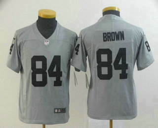 Youth Oakland Raiders #84 Antonio Brown Grey 2019 Inverted Legend Stitched NFL Nike Limited Jersey