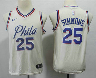 Youth Philadelphia 76ers #25 Ben Simmons Cream Nike City Edition Swingman Jersey