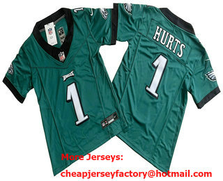 Youth Philadelphia Eagles #1 Jalen Hurts Green 2023 FUSE Vapor Stitched Jersey