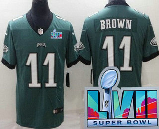 Youth Philadelphia Eagles #11 AJ Brown Limited Green Super Bowl LVII Vapor Jersey